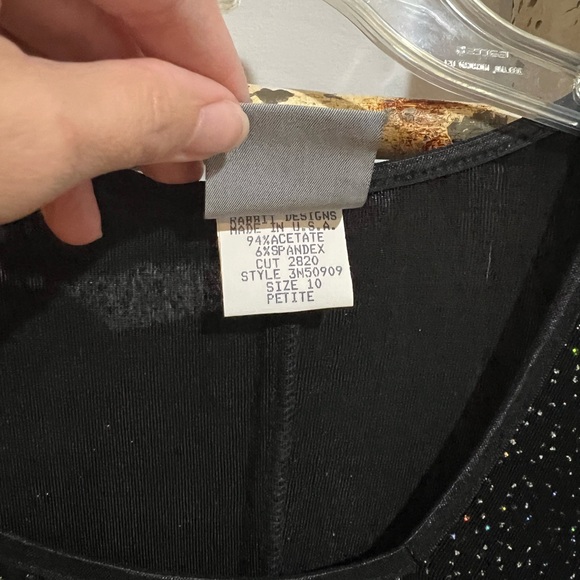 VINTAGE Rabbit Rabbit Rabbit Black Long Sleeve Sparkle Dress - Picture 3 of 4